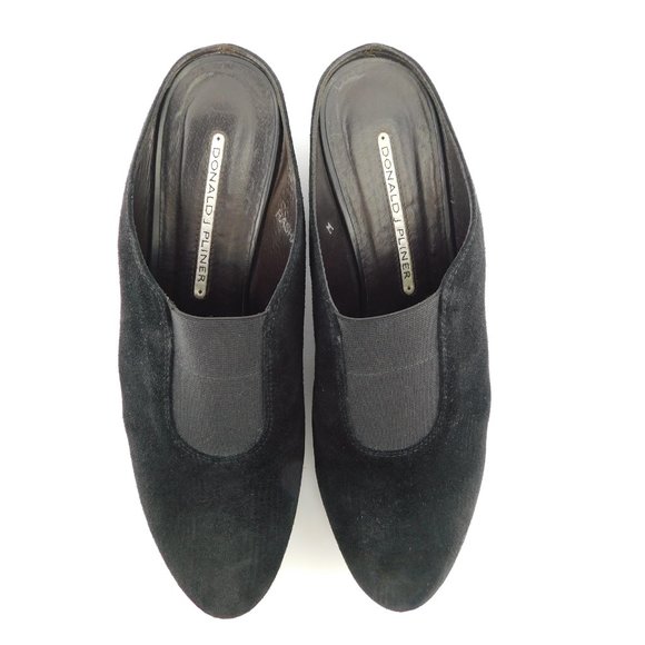 DONALD J PLINER Black Suede Leather Platform Wedge Slide Mules 7.5 - Picture 3 of 8